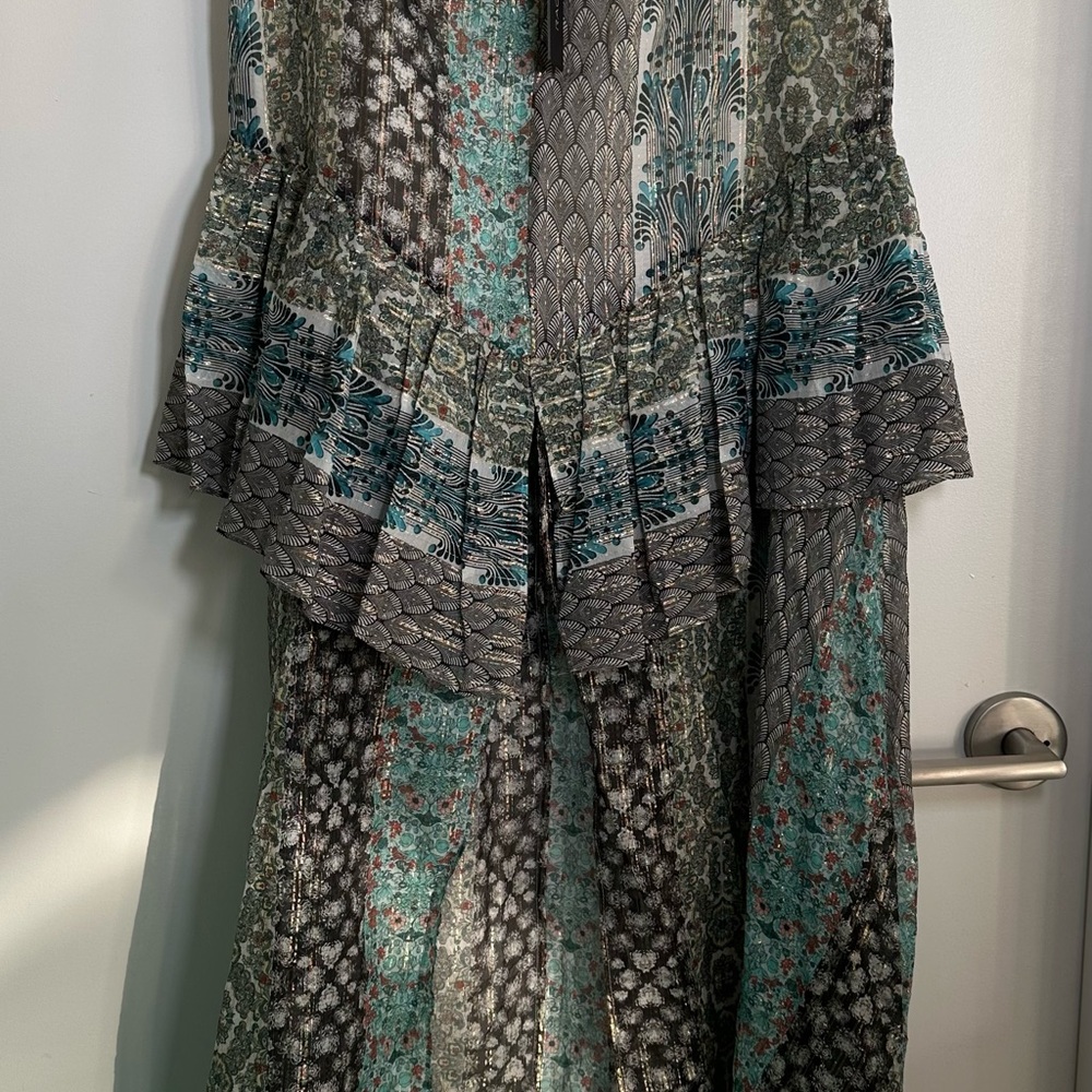 Rachel Zoe Teal and Black Patterned Skirt